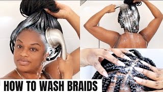 THE BEST WAY TO WASH BRAIDS  NO FRIZZ [upl. by Karp385]