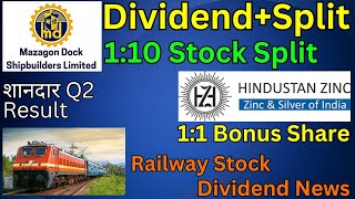 mazagon Dock • Hindustan zinc • Railway stock • Declared dividend bonus split with ex dates Result [upl. by Eupheemia]