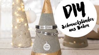 DIY Schmuckständer aus Beton basteln Selbsgemachtes Geschenk für Schmuck [upl. by Oberheim]