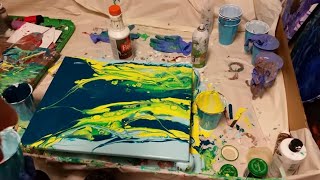 Fluid acrylic pour with cells and bleeding [upl. by Dino]