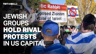 Pro and antiZionist Jews trade barbs and insults in Washington protest [upl. by Aianat]