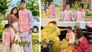 Dashain Vlog in America  Putting on Tika from MummiBaba and in Mamaghar after 10 years PRAM FAM [upl. by Phelips]