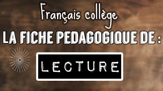 la fiche pédagogique de quotLECTUREquot  niveau secondaire collégial [upl. by Lyckman]