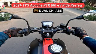 2024 TVS Apache RTR 160 4V Dual Ch ABS Ride Review  Is It Better Than Pulsar N160 [upl. by Koy]