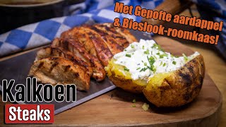 Kalkoen steaks met Maple Glaze amp Gepofte aardappel met Bieslookroomkaas [upl. by Aiuhsoj506]