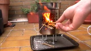 Selfmade IKEA HOBO Wood stove first test windy conditions [upl. by Idel]