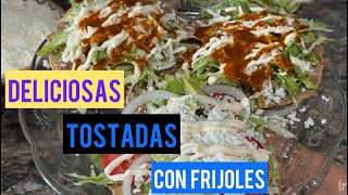 Tostadas con frijoles facil y rapido de preparar🫶🏻😋🍽️ [upl. by Erlina]