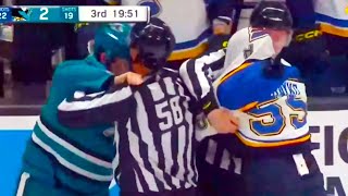 Klim Kostin Colton Parayko Fight FULL CLIP Blues vs Sharks  NHL Highlights [upl. by Avir]