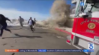 Dangerous surf pummeling Southern California beaches [upl. by Jacquette258]