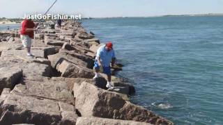 45 inch Bull Redfish at Port Aransas Jetty [upl. by Papst]