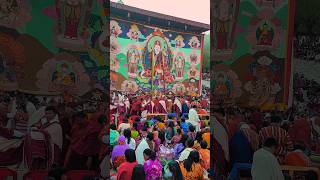 Guru Rimpoches Thongdrel in Paro festival drawing thousands of devotees bhutan gururimpoche [upl. by Yrrak]