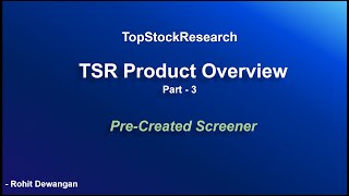 TSR Product Overview  Pre Created Screener Part  3 [upl. by Fryd]