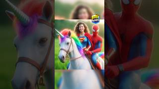 Donkey vs Horse 🤣 Who is best  Spiderman riding a horse marvel avengers shorts [upl. by Leonerd]