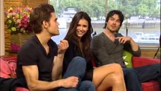 Nina Dobrev Ian Somerhalder amp Paul Wesley  The Vampire Diaries stars on This Morning [upl. by Datnow]