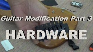 Guitar Modification Part 3  Black Hardware  Auto trim locking tuners bridge nut and knobs [upl. by Trebuh13]