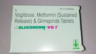 gluconorm vg1 tabletsmetformin hydrochlorideglimepiridevoglibose tablets [upl. by Boot]