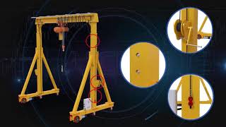 Aicrane Portable Gantry Crane Small Mobile Gantry Crane 3D Video [upl. by Laet]