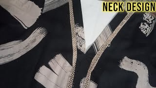 VPlacket Neck Design With Joint Lace Cutting and Stitching Easy Sewing Tutorial [upl. by Willabella623]