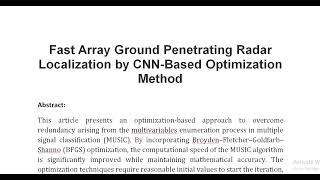 Fast Array Ground Penetrating Radar Localization by CNN Based Optimization Method [upl. by Reave]