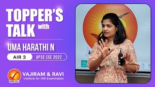 Toppers Talk with Uma Harathi N AIR 3  Vajiram amp Ravi [upl. by Annairam]