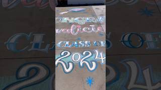 Congrats Grad Chalk Art chalkart sidewalkchalk chalkartist streetart chalkmural [upl. by Ahsieym]