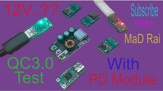 QC30 Module Test with PD Modules 24W qc qc30 pd pdcharger usb typec laptop [upl. by Nnairrek883]