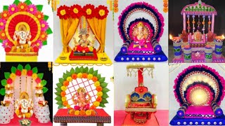 Ganpati decoration  Eco friendly Ganpati Makhar decoration  Ganpati decoration ideas at home [upl. by Eninahpets]