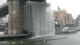 NYC Waterfall at Brooklyn Bridge Eliasson Bloomberg [upl. by Greenburg]