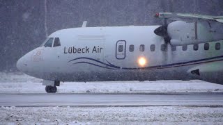 Flughafen Lübeck LBC Blankensee ATR 72500 AT75 DALBC Lübeck Air Start Schneefall 32° 15122022 [upl. by Arst130]