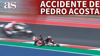 MOTO 2  GP DE LAS AMÉRICAS  La secuencia del accidente de PEDRO ACOSTA OGURA pasó a milímetrosAS [upl. by Toole]