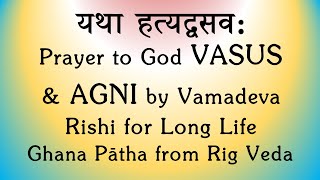 Vedic Ghana Patha  Rig Veda  Yatha Hatyad Vasava  Prayer to God Vasus amp Agni for Long Life [upl. by Kenelm]