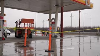 Weedpatch gas station under repair after fatal roundabout accident [upl. by Aiynat]