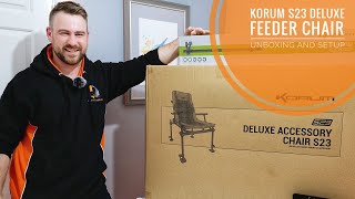 Korum S23 Deluxe Feeder Chair  Unboxing and Setup [upl. by Anirret169]