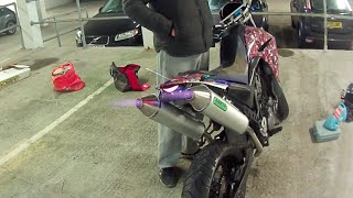 XT660X Arrow Exhaust Custom Arrow Shooting Flames Crazy Backfire [upl. by Joni]