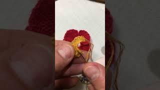 3D embroidery trick  Flower center How to make stamen for embroidery flowers [upl. by Atinod910]