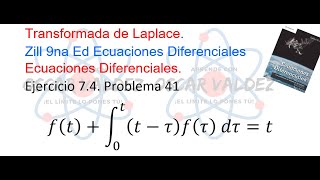 Ejercicios 74 Problema 41 Dennis G ZILL ED 9na Ed Transformada de Laplace convolución de funcion [upl. by Ahsiekar]