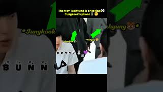 Taehyung is checking 👀 Jungkooks phone📱🤭 yk couple things 😉 taekook shorts youtubeshorts vkook [upl. by Langbehn]