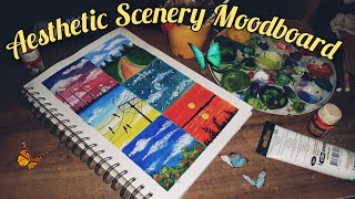 Aesthetic moodboard scenery painting idea  Aesthetic landscape moodboard  Acrylic paintings [upl. by Iat]