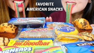 ASMR EATING OUR FAVORITE AMERICAN SNACKS PART 2 미국 과자 리얼사운드 먹방  KimampLiz ASMR [upl. by Joette]