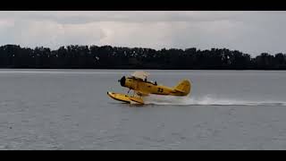 1939 N3N on floats take off from Lost Peninsula Marina [upl. by Bianca]