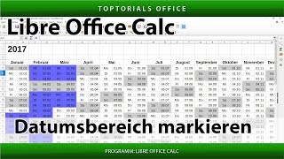 Datumsbereich im Kalender markieren  Download LibreOffice Calc [upl. by Yrad]