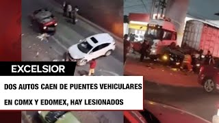 Caen dos autos de puentes vehiculares uno en CDMX y otro en Edomex [upl. by Tteirrah]