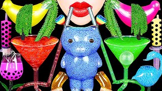 ASMR RAINBOW DRINKS VAMPIRE FROG EGG TEA BOBA SHOOTER CANDY HONEY JELLY BIRD GLASS 신기한 물 먹방 [upl. by Enirrok895]