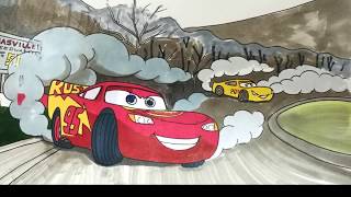 How to color Cars 3 Thomasville Speedway with Lightning McQueen amp Cruz Ramirez Easy step by step [upl. by Painter]