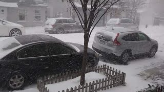 NEW YORK CITY 2018  First snow blizzard this year 4K [upl. by Ahsekel]