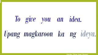 Practice Reading English Daily Sentences with Tagalog Translation – Different ways say For Example a [upl. by Cleodel]