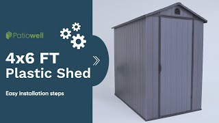 Patiowell Resin Outdoor Storage Shed  4 x 6 FT Assembly [upl. by Einniw]