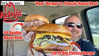 Arbys quotNewquot Big Cheesy Bacon Burger vs Classic Double Roast Beef brickeats [upl. by Oenire]