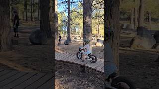 2 year old rides bike park mtb toddlers shorts [upl. by Enida]