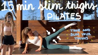 15MIN slim thighs pilates workout  tone and lengthen legs  no equipment [upl. by Annair]